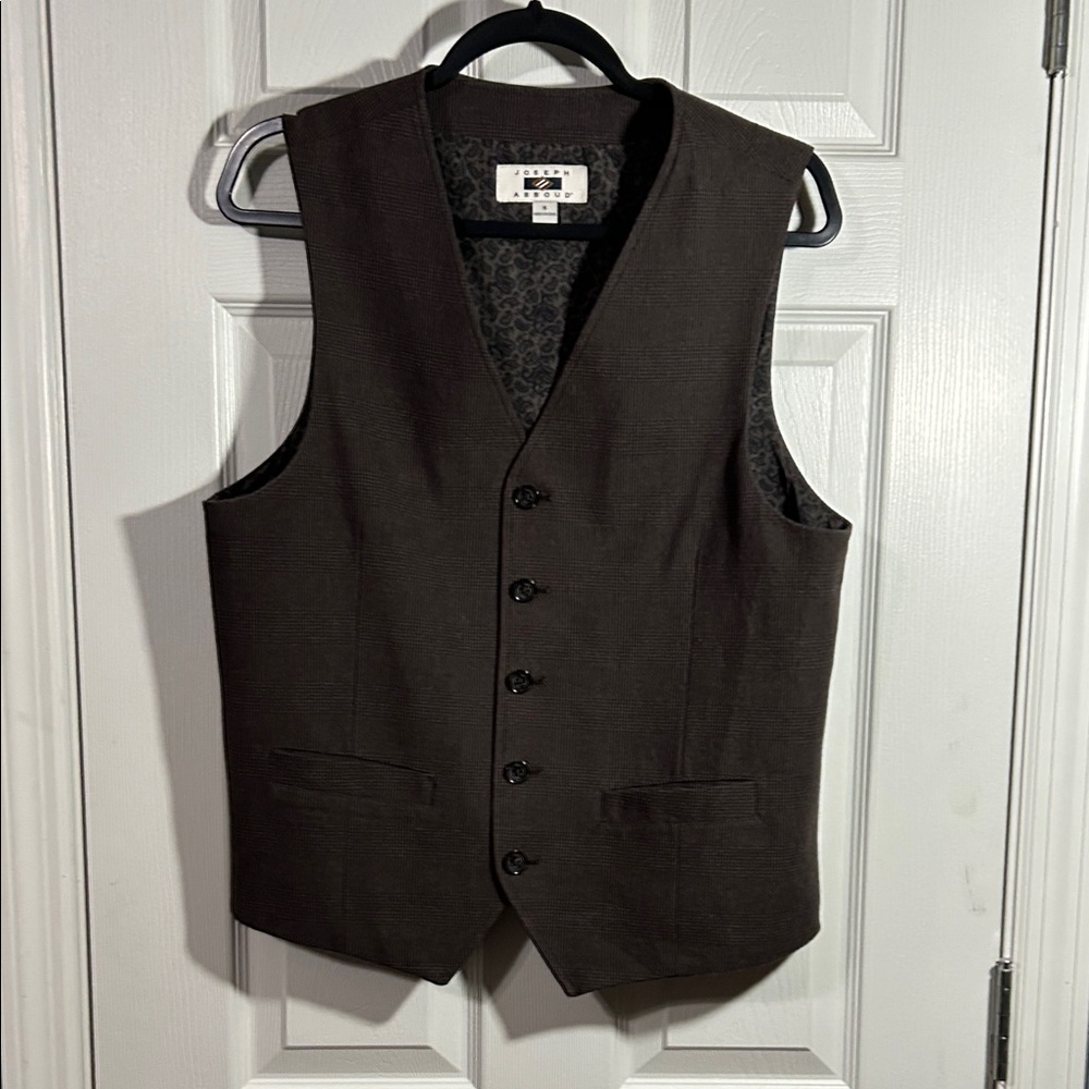 Joseph Abboud Chocolate color Men's/Unisex Plaid Vest Fully Lined size S